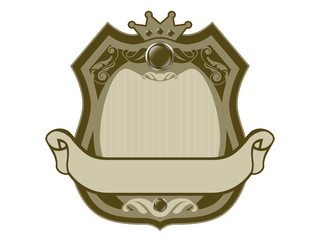 Royal badge with a banner for your text, isolated