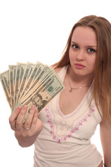 women with dollar bank notes