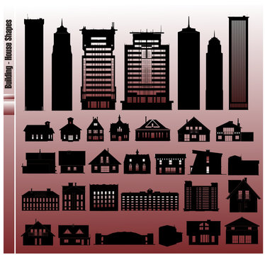 siluetas de edificios y casas
