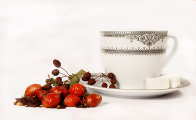 Cup of tea and herbs