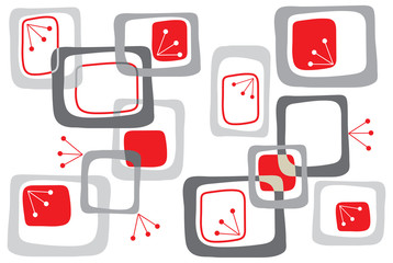 cherry red retro squares pattern