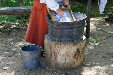 Washing Clothes on a Washboard