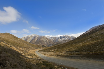 Open Road in the Southern Alps, South Island New Zealand