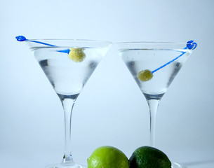 Cocktail glasses with olives
