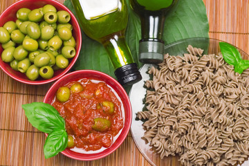 Delicious italian dinner composition