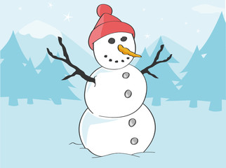 Snowman in the forrest