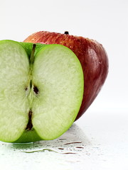green and red apples isolated on white background