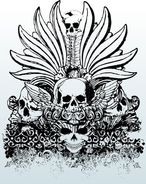 Tribal skulls illustration