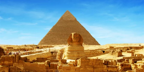 Rolgordijnen Egypte Grote Sfinx van Gizeh - panorama
