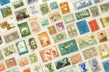 Fototapeta na wymiar various postage stamps