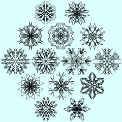 Vector snowflakes on blue
