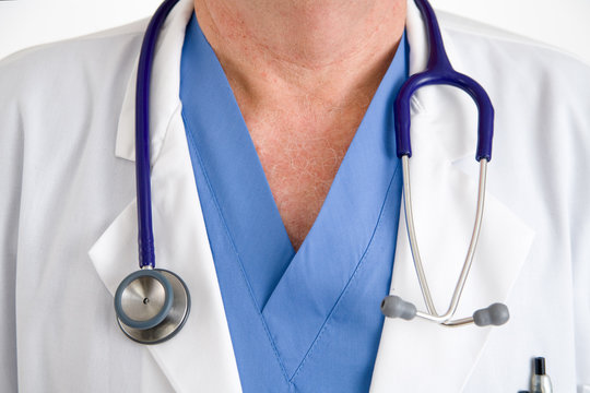 Doctors stethoscope around neck of dotor