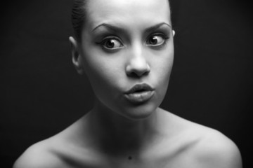 portrait of beauty. surprised  girl