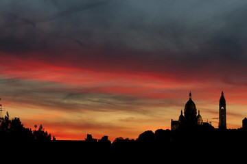 Naklejka premium coucher de soleil, montmartre, Paris