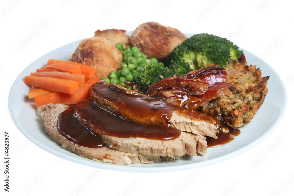 Sticker roast pork dinner