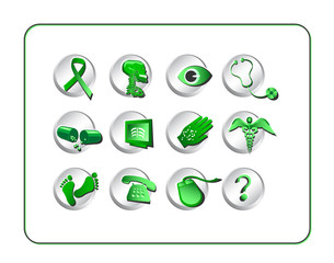 Medical & Pharmacy Icon Set - Green-Silver