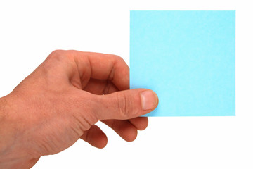 blue card in hand isolated
