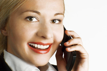 Businesswoman calls on phone