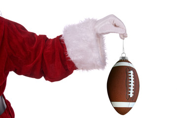 Santa Claus with football ornament