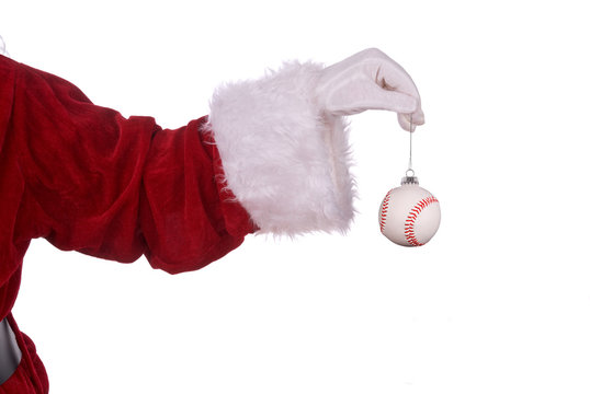 Santa Claus with baseball ornament