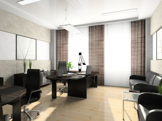 Interior of the cabinet in the office 3D rendering