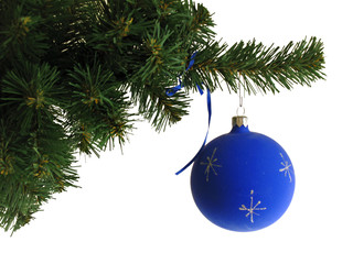 Blue ball on Christmas tree