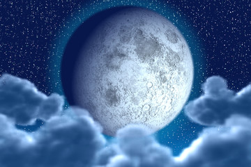 Starlit night with full moon