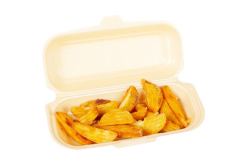 Potatoes on styrofoam container