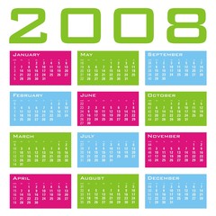 calendar 2008 in various colours