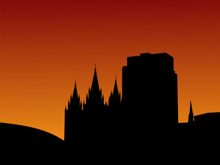 Obraz premium Salt Lake City skyline at sunset