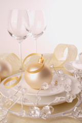 Festive table setting for Christmas