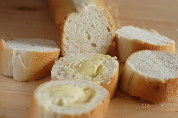 Loaf of bakery with butter