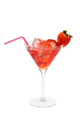 red cocktail with strawberry