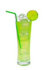 green cocktail with lime