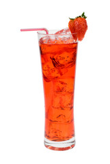red cocktail with strawberry