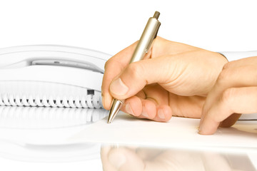 Hand and pen