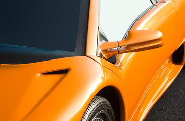 Vivid metallic orange Italian super car