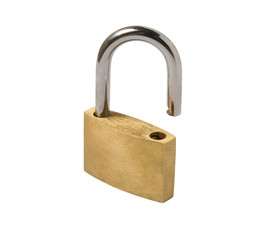 Naklejka premium Yellow opened padlock isolated