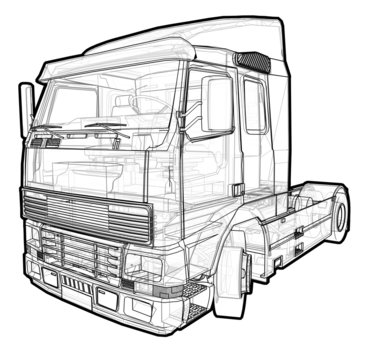 Schematic illustration of a Volvo Truck.