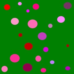 PINK ROUNDS ON GREEN BACKGROUND