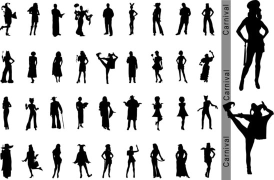 Carnival. Vector silhouettes for your design. Part 1.