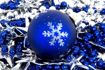 blue christmas ball on decoration