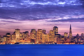 Crédence de cuisine en verre imprimé San Francisco San Francisco at dusk HDR