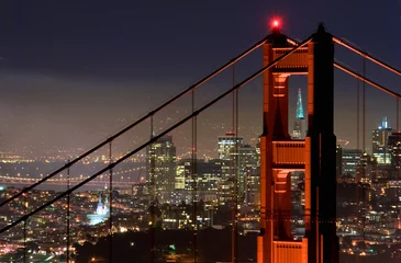 Peel and stick wall murals San Francisco Golden Gate Bridge and San Francisco at night
