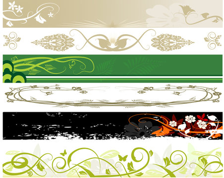 Floral website banners. Floral ornament for background.