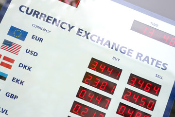Currency exchange rates board