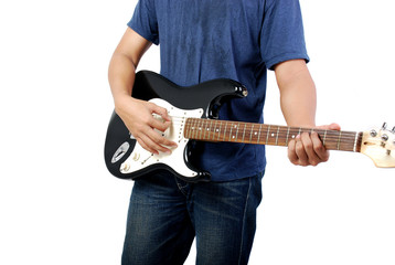 Playing electric guitar