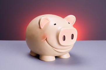 Piggy porcelaine in red gray background