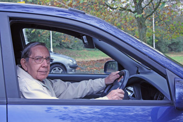 Retired gentleman in car
