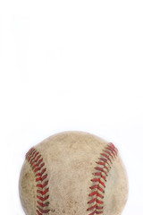 Dirty baseball isolated on white, close-up